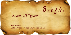 Benes Ágnes névjegykártya